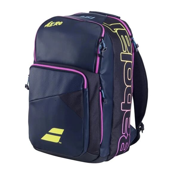 Babolat Pure Aero Rafa Tennis Backpack (Dark Gray/Yellow/Pink) New with tags - Picture 1 of 4